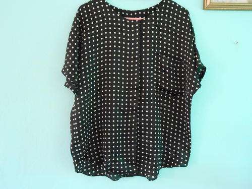 Black and White Polka Dot Satin-feel top (Medium)